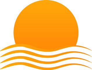 Minimalist Sunset Over Waves Illustration