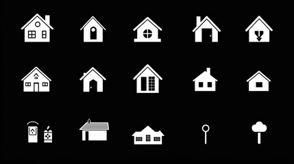 A collection of house vector icons and home pictograms.