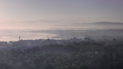Morning Haze Over Butuan Bay and Coastal Forest, Mindanao, Philippines