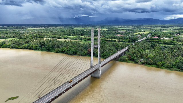 Macapagal Bridge Crossing Agusan River Under Stormy Sky, Butuan City, Philippines