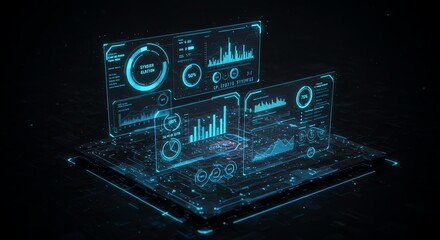 Cyber data analytics futuristic information technology display