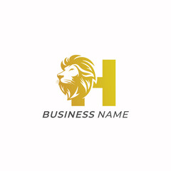 design logo creative letter H and lion head