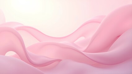 Obraz premium Flowing pink fabric waves studio abstract photography soft lighting close-up elegance and serenity