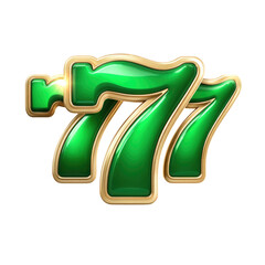 Bright green lucky seven symbols shine with a glossy finish, representing luck and fortune in games. Their bold design adds an exciting touch to gaming themes and environments