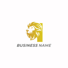 design logo creative letter I and lion head
