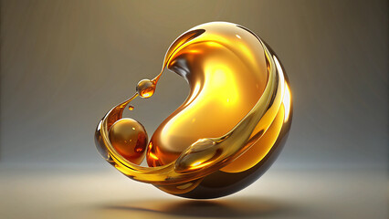 liquid gold bubble element isolated 3d rendering abstract design