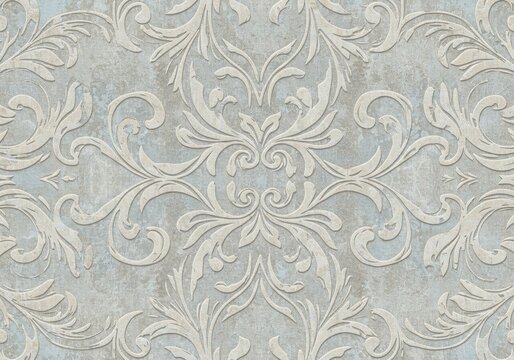 Fototapeta Abstract Background Ornate Silver Grey Floral Pattern Texture