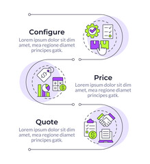 Product strategy infographic vertical sequence. Compliance, regulation. Process management. Visualization infochart with 3 steps. Circles workflow. Montserrat SemiBold, Lato Regular fonts used