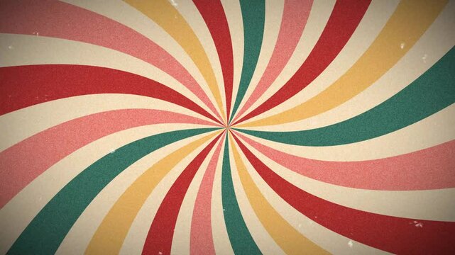 Spiral motion looping background with vintage retro film texture