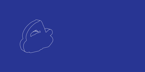 The outline of a large electric plane symbol made of white lines on the left. 3D view of the object in perspective. Vector illustration on indigo background
