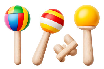 Colorful maracas and rattle toys