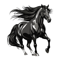 Rearing Horse Black Silhouette Vector Illustration Strong Stallion Graphic with Flowing Mane Perfect for Equine Logo Tattoo Wall Decor Print and Horsepower Concept Art