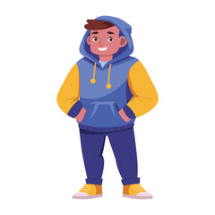 A flat style illustration of hoodie guy standing casually