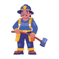 Flat illustration depicting a professional firefighter