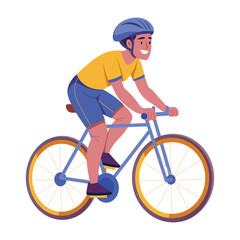 Flat style illustration showing a character doing biking
