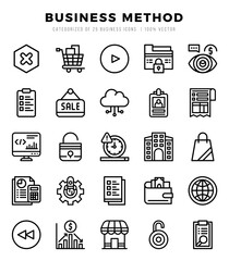 Set of Business Method Icons Lineal icons collection.