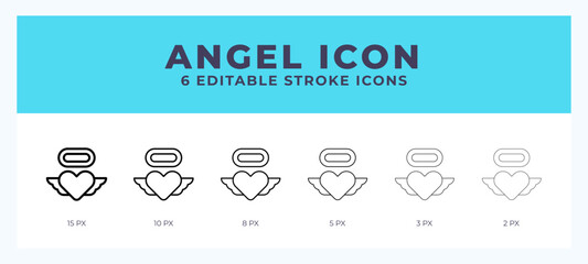 Angel icon symbol. Isolated. Vector illustration with editable stroke.