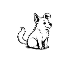 Charming monochromatic illustration of a cheerful dog with whimsical flair