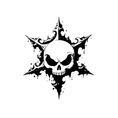 Abstract depiction of a skull surrounded by a unique star pattern design