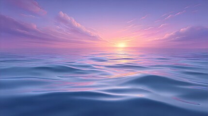 Fototapeta premium Tranquil ocean waves reflect colorful sunset hues under pastel clouds creating an atmosphere of serenity and peace captured in a breathtaking seascape captured with clarity