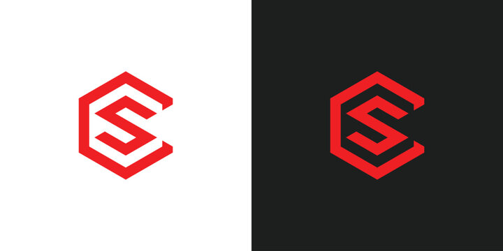 Letter CS or SC Hexagon Logo Design
