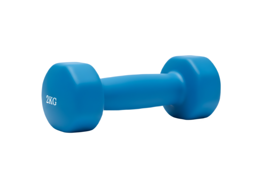 2KG blue dumbbell isolated on transparent background Generative Ai.
