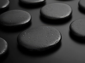 Dark, polished stones, close-up