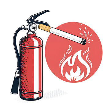 Fire Extinguisher Putting Out Cigarette Fire