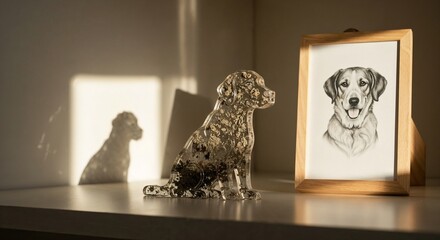 The resin art dog figurine filled with the dog cremation ash - for the memory