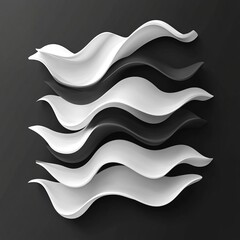 Monochrome dynamic wave pattern with optical illusion motion effect, high contrast black and white design suitable for logo background. Abstract modern design.