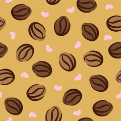 Cute coffee beans pattern background vector design