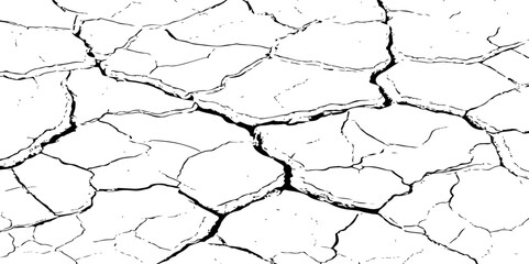 Closeup of dry fissure ground. White dried and cracked ground earth background.Gray crack on earth texture. erosion.	