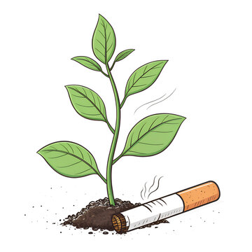 Cigarette Turning into a Green Plant