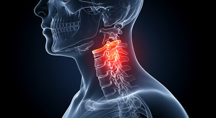 Cervical Spine Pain: X-Ray View with Inflammation