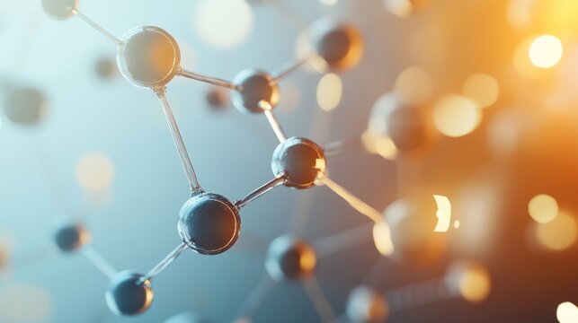 Abstract glowing atomic and molecular model background design with energy particles, representing scientific research, genetics, chemical technology, quantum physics, and medical molecular structure i