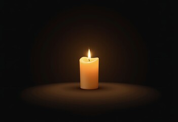 Single beeswax candle casting soft light in a dimly lit room