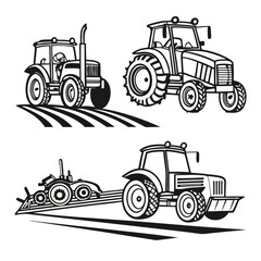 Tractor & Bus Icons set