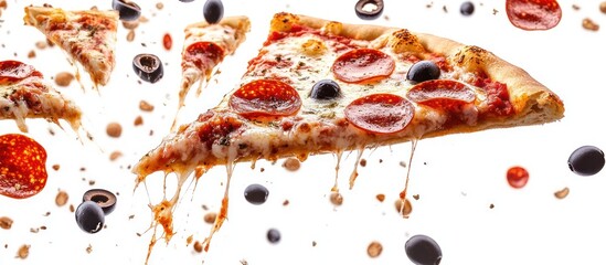 Pizza Slice with Pepperoni and Olive