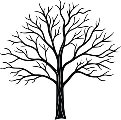 Obraz premium Tree Silhouette Vector Illustration In White Background
