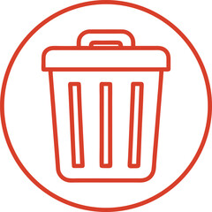 Trash Can Icon Outline, Minimal Garbage Bin Vector Illustration. 