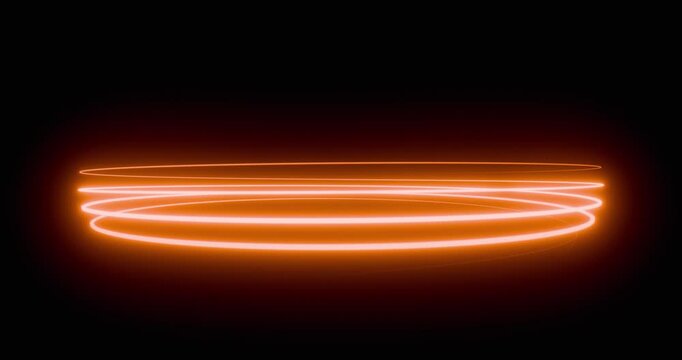 Orange light trail forming a 3D spheroid, futuristic video overlay footage