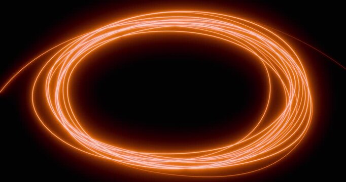 Scribbled orange light trail forming a circle, animated video overlay footage