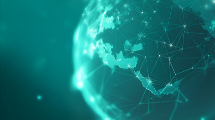 Digital Earth Network Connecting Continents, Illustrating Global Communication and Futuristic Technology