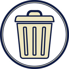 Trash Can Icon Outline, Minimal Garbage Bin Vector Illustration. 