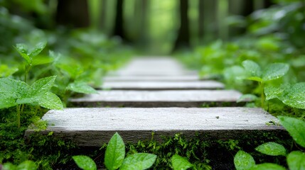 Wooden Path in Forest