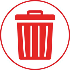 Trash Can Icon Outline, Minimal Garbage Bin Vector Illustration. 