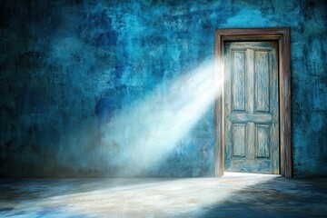 Obraz premium Ancient room doorway illuminated by light