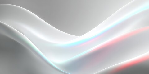 Obraz premium White abstract background with soft geometric flow and neon accents.