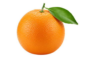 orange with fresh green leaf isolated on transparent background Generative Ai.
