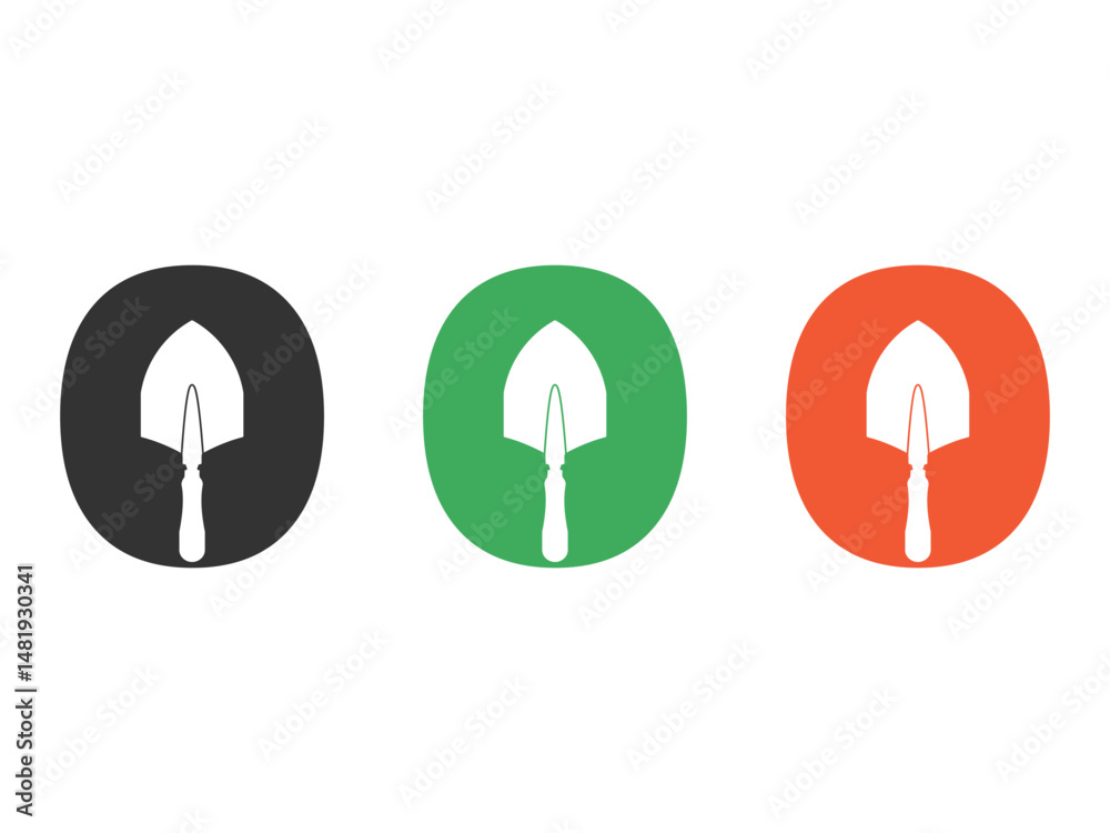 Fototapete initials number 0 shovel tool symbol icon design vector isolated on transparent background